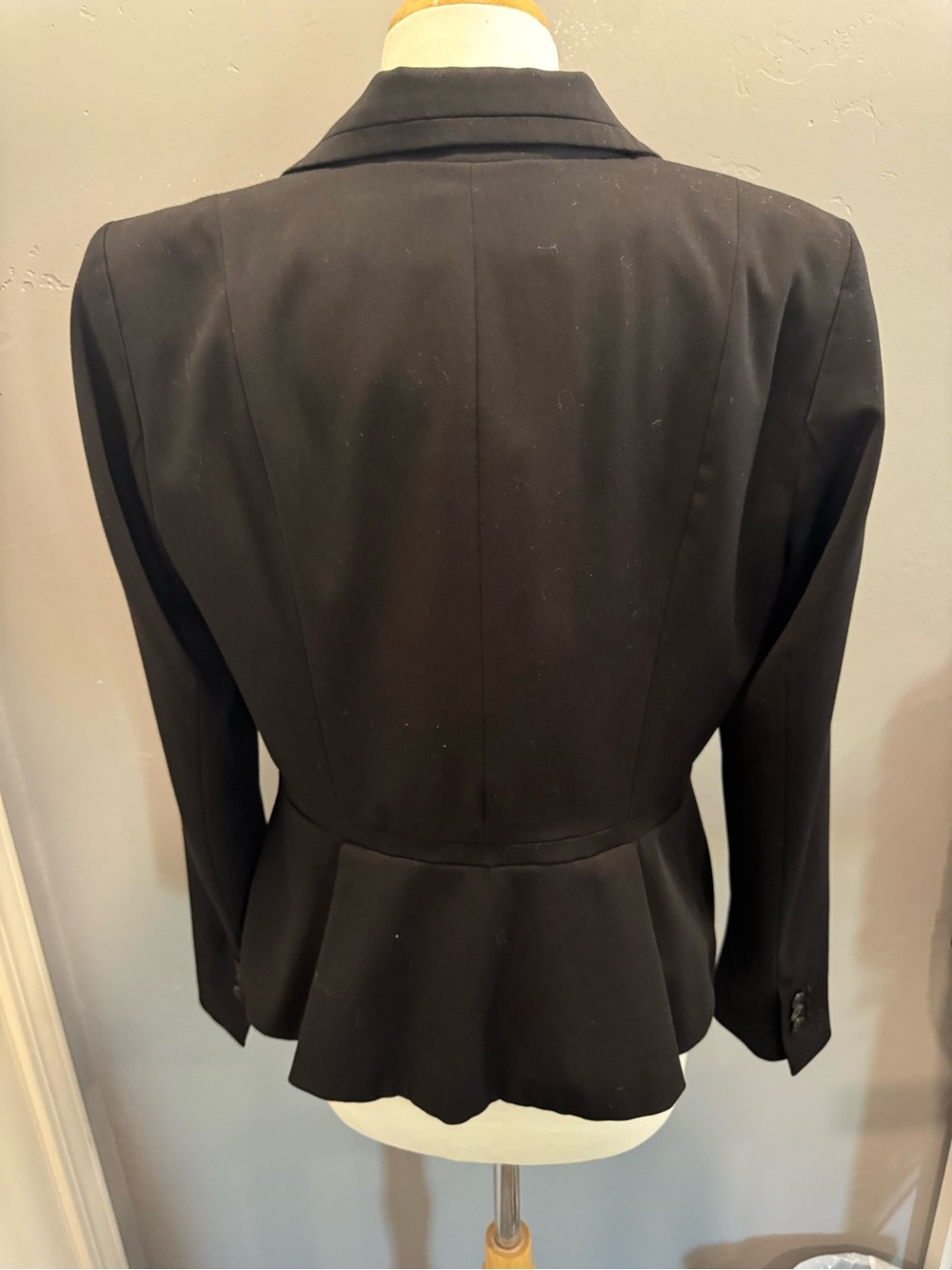 White House Black Market Black Peplum Single Button Blazer Jacket Size 8